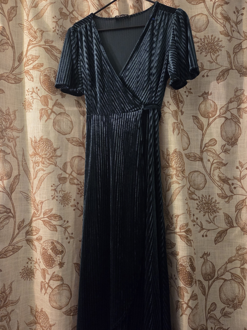 Emerald Green Velvet Wrap Maxi Dress - Women